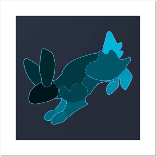 Abstract Blue Bunny Posters and Art